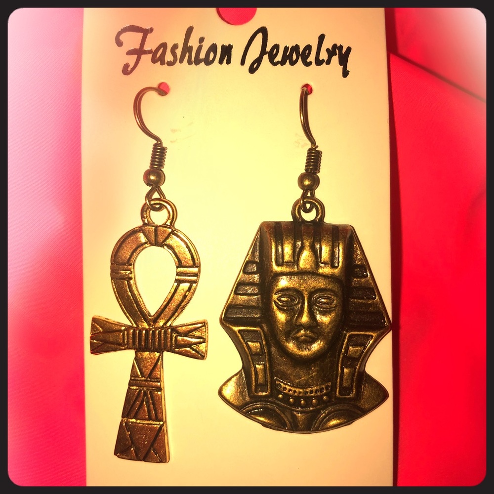 Ankh and Pharaoh Earrings